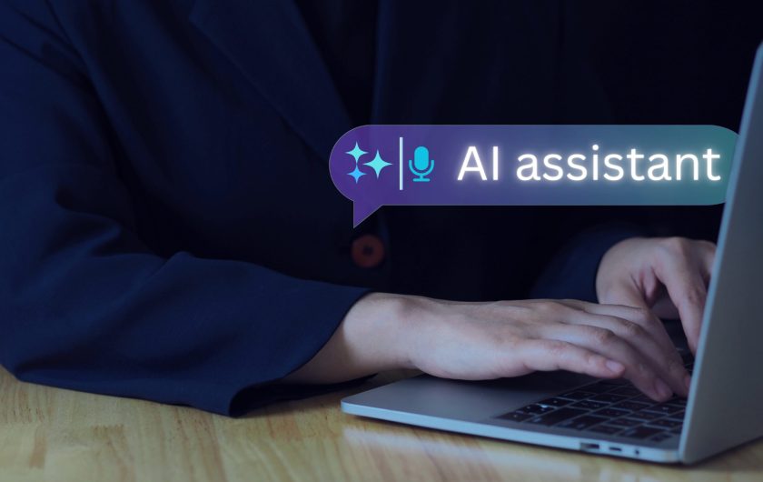 AI assistant button on the screen, representing generative AI tools for creating text, images, and videos. concept highlights LLM chatbots, AI-powered productivity, smart assistants supporting human tasks.