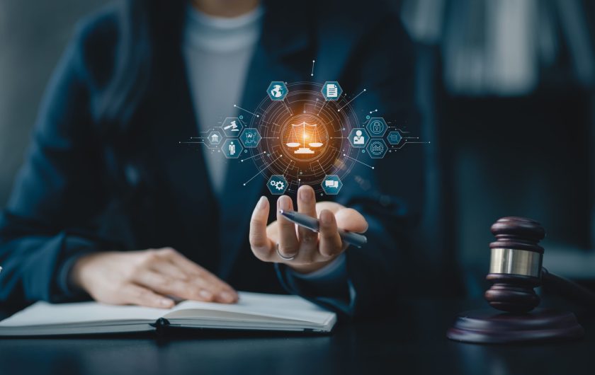 Justice and law concept. Lawyer businesswoman touching on law innovation network icons. Justice and law concept. Lawyer businesswoman touching on law innovation network icons.